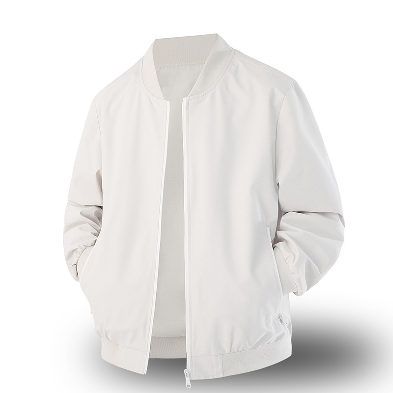 Round Neck Jacket New Style Baseball Collar Men's Jacket Spring and Autumn Jacket Men's Outerwear Baseball Uniform Thin White Jacket Men Round Neck Jacket New Style Baseball Collar Men's Jacket Spring and Autumn Jacket Men's Outerwear Baseball Uniform Thin White Jacket Men