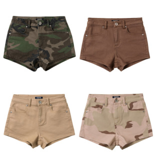 Smfk Cross Classic Dance Group Denim Shorts Pure Color Simple Mid-High Waist Slimming Look A-Line Hot Pants