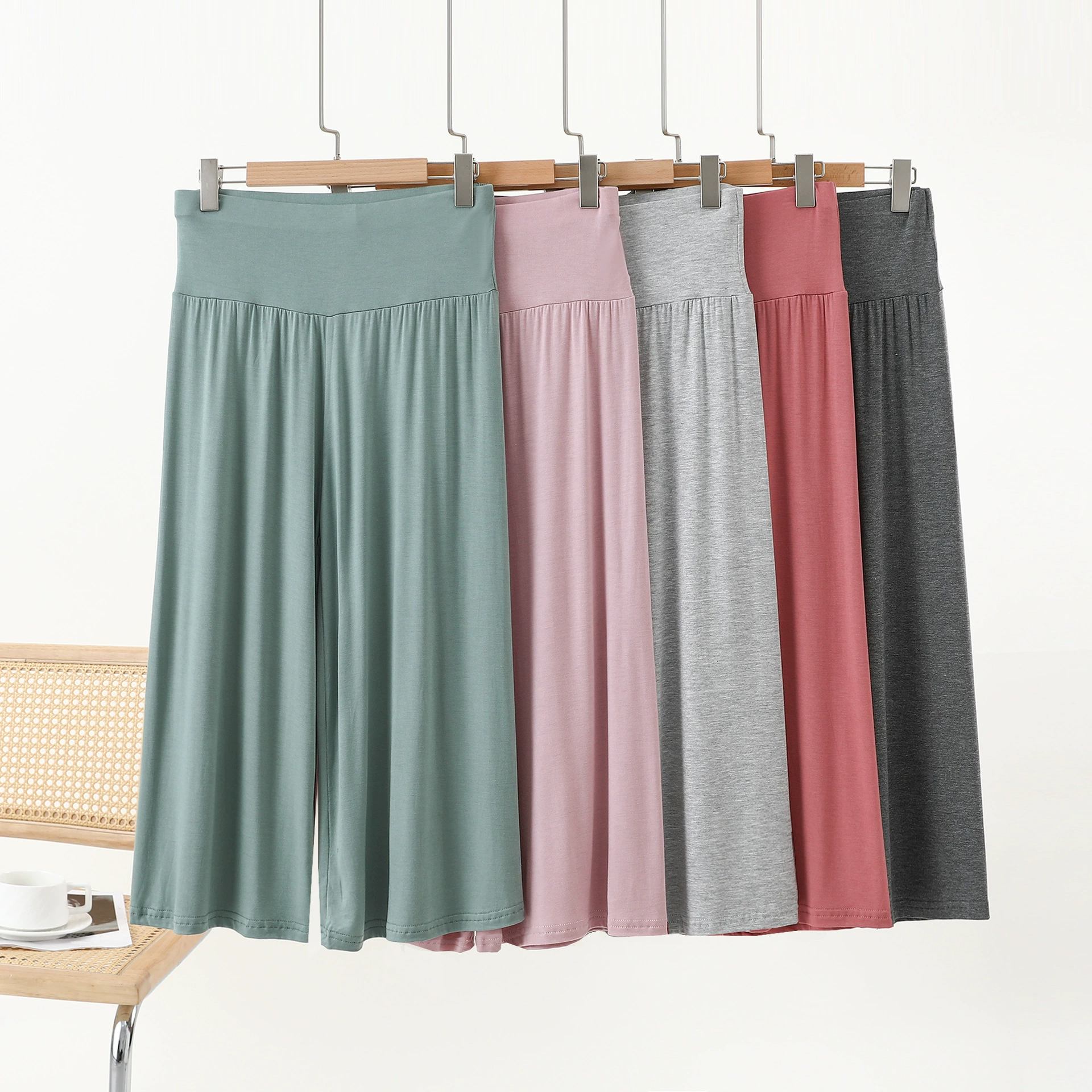 Весенние и летние корейские модельские семь точек широкие брюки женские повседневные свободные йоги дома большие размеры брюки с высокой талией