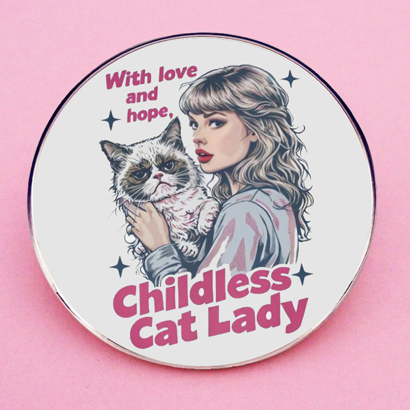 테일러 미혼 고양이 레이디 브로치 사랑과 희망 핀 배지 금속 합금 배지 액세서리