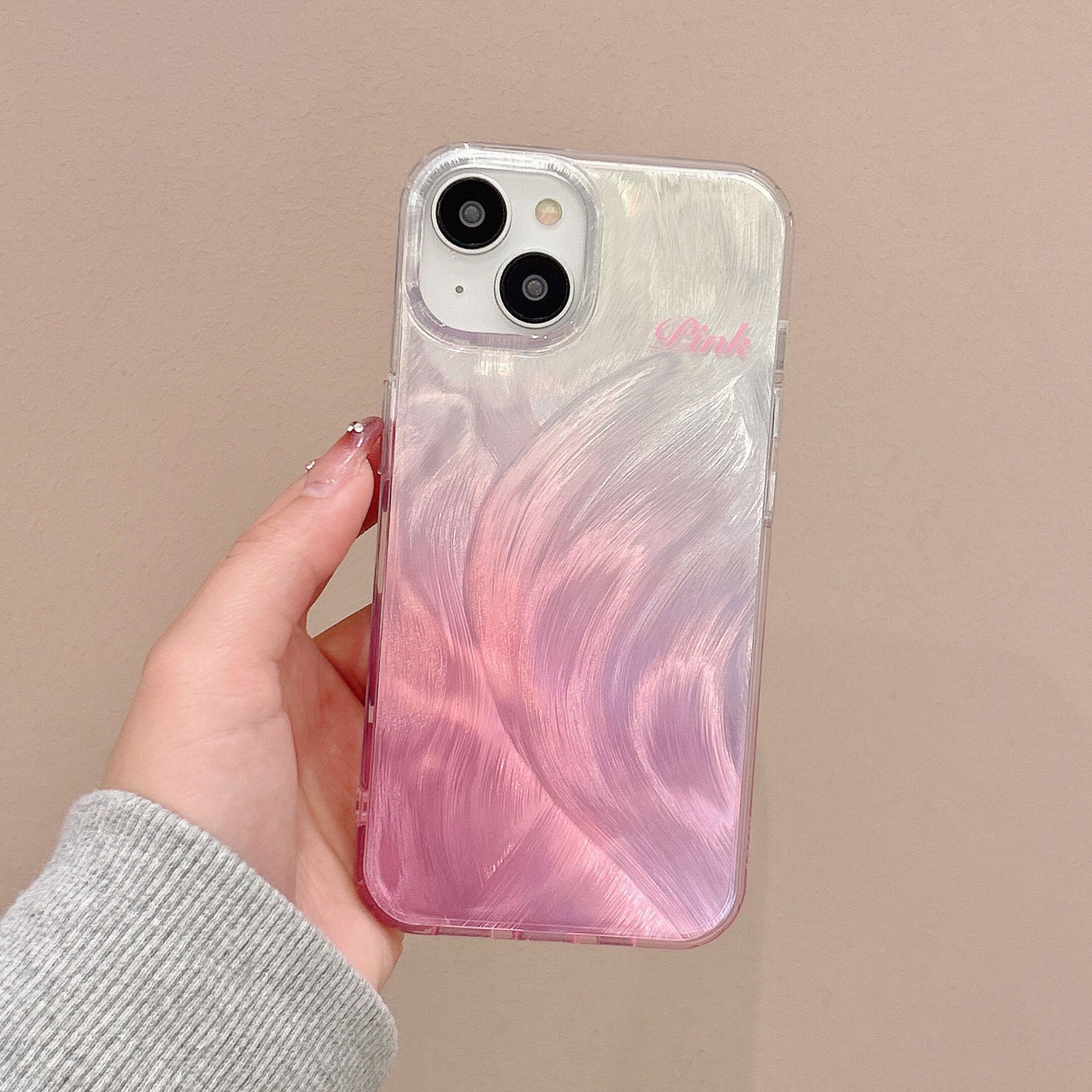 Hanfeng Feather Yarn Gradient iPhone14Pro Niche 13Pro  12Pro Phone Case 15Pro Max_voghion.com