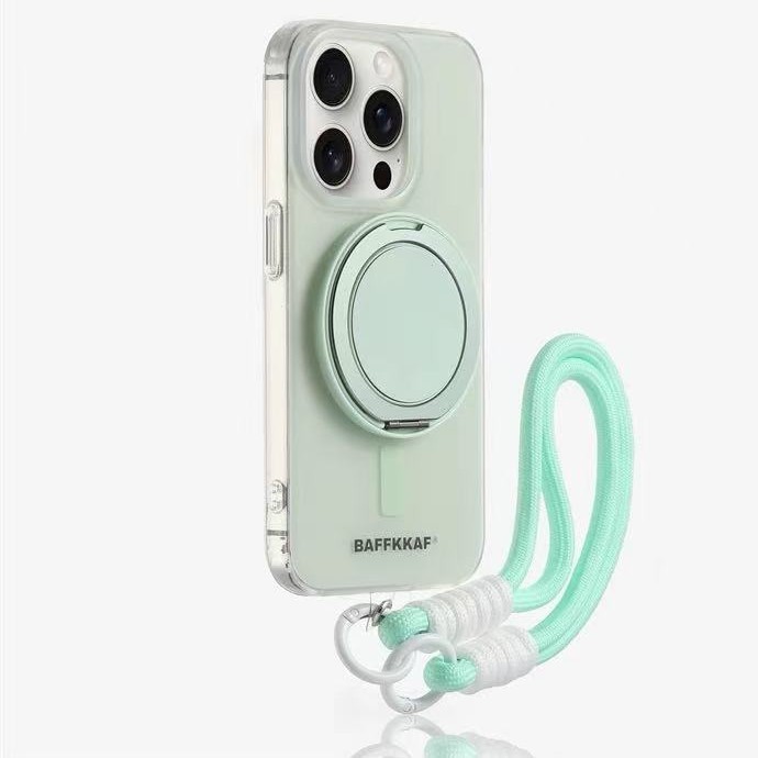 Funda magnética simple de color sólido con soporte 360° para iPhone 17 Pro Max/16, correa para teléfono Apple 14/15 para mujer