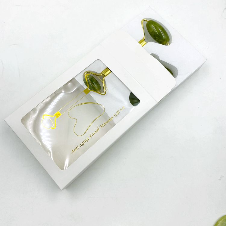 Natural jade beauty device dual-head jade roller face massage complete set beauty device export jade wholesale