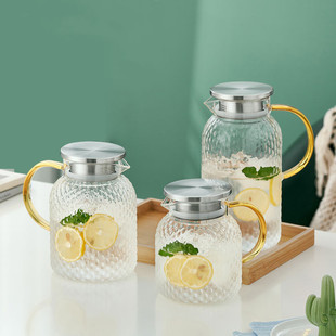 Wholesale Hammer Cool Kettle High Borosilicate Glass Cool Kettle Household Cold Kettle Stainless Steel Lid Filter Teapot