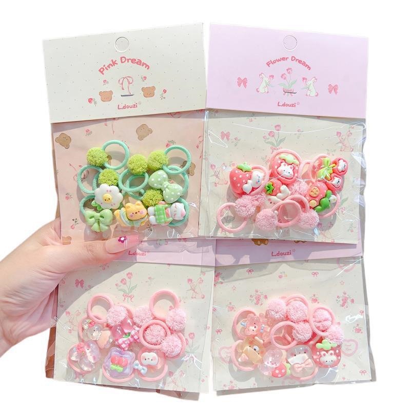 Niños coloridos lindos viento dulce dibujos animados anillo para el cabello bebé joyas para el cabello niñas de alta elasticidad no lesionar toque de cabello