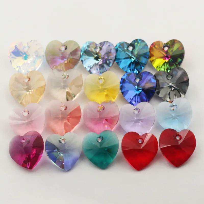 Pendant heart-shaped, multicoloured accessory, 14mm, 18mm