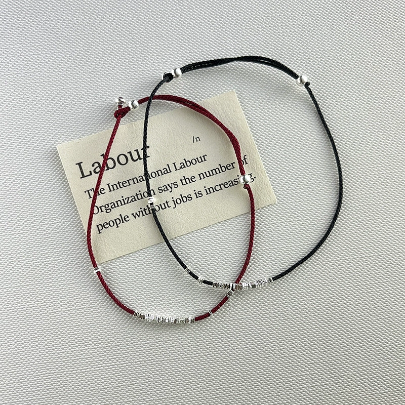 925 стерлингового серебра измельченной серебряной плетеной веревкой ножной цепи женский простой модный темперамент ручной работы Регулируемые аксессуары для ног F4083