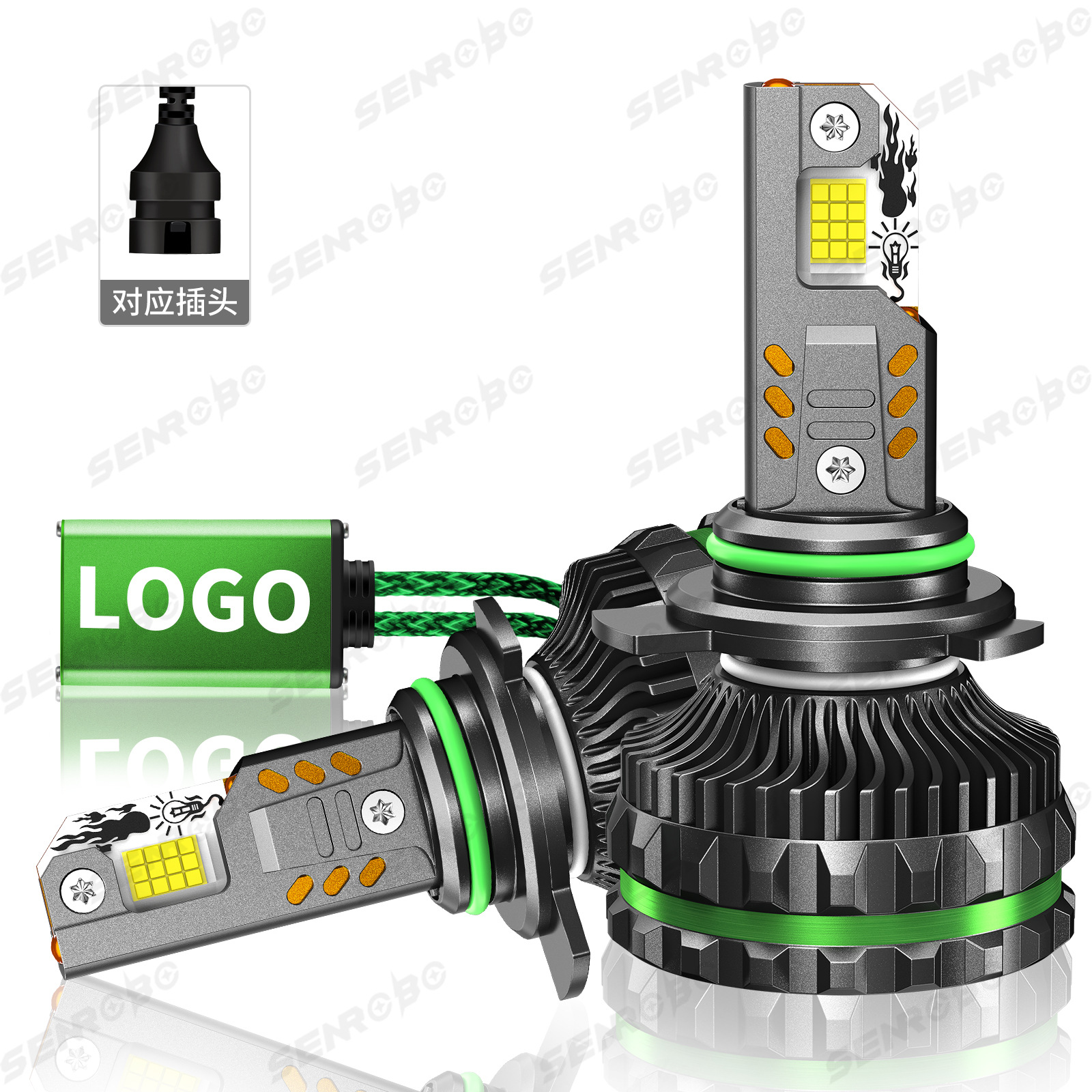 SENROBO nuevo 300W cuatro tubos de cobre coche de alta potencia faro led actualización modificada H1H7H4H11900