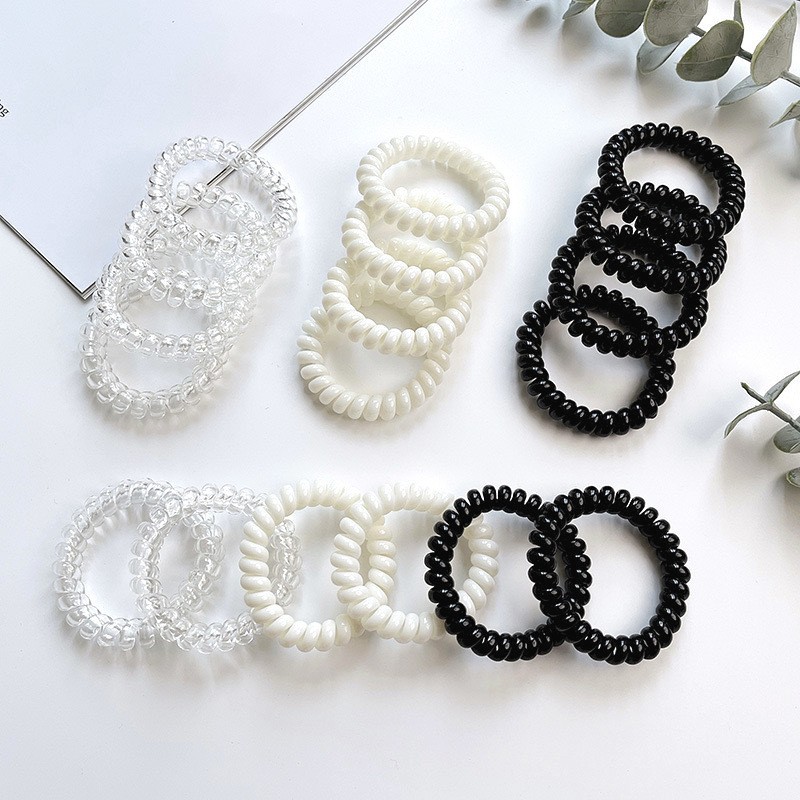 Black Telephone Line Hair Ring Women's High Elastic No Deformation Adult Hair Decorations Bright Internet Celebrity Bracelet Small Rubber Tendon Hair Rope