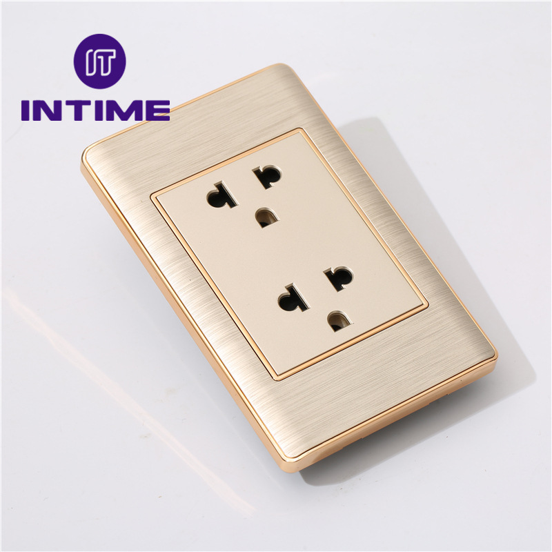 家装批发美标插座三孔两位美式铝拉丝暗装电源外贸外贸热销入墙式