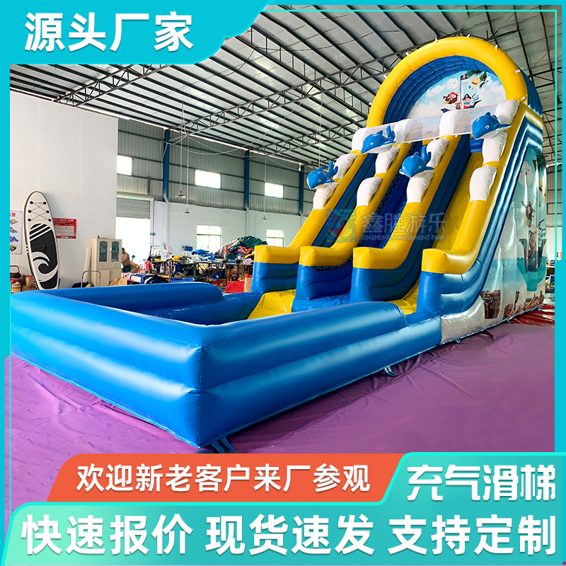 Tobogán inflable transfronterizo al aire libre PVC para niños Piscina infantil Castillo inflable comercial Parque de toboganes de agua Fabricante de comercio exterior