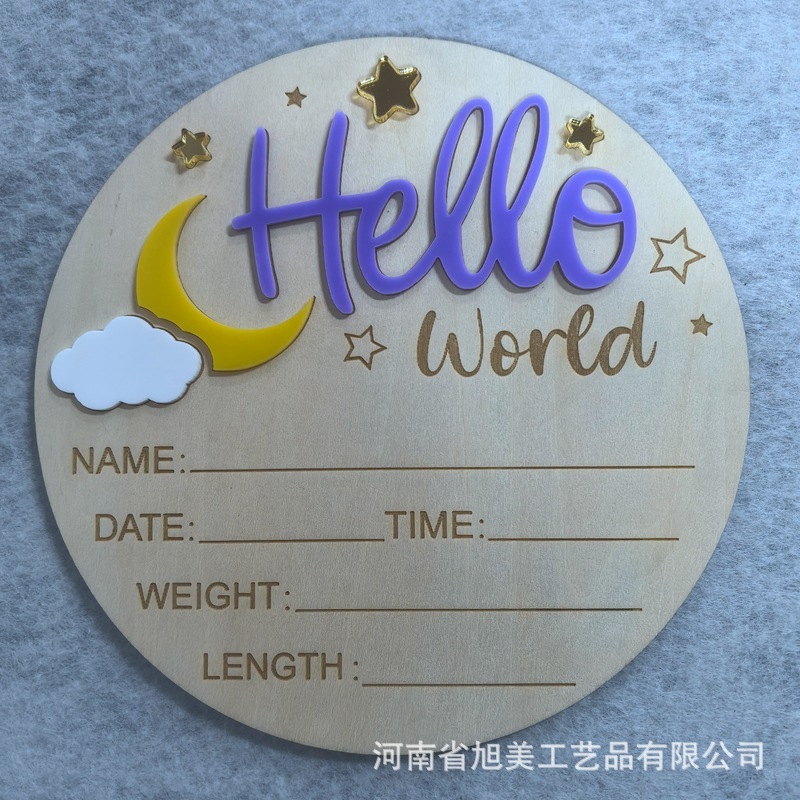 クロスボーダーこんにちはワールドhello world 3Dアルファベット新入生木製赤ちゃんマイルストーンカード月|undefined