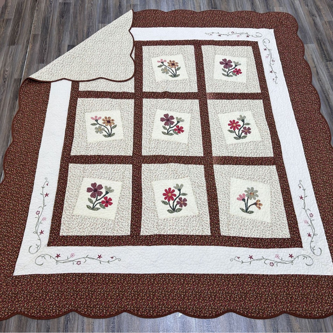 [Milea] Algodón acolchado lavado edredón de tres piezas conjunto de cuatro piezas de costura real bordado edredón de alta calidad