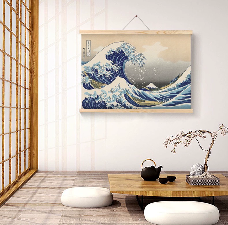 Канагава Сёрф Японское Ukiyo-e массивная деревянная гравюра висит живопись для гостиной меловая, настенная декоративная живопись для ресторана