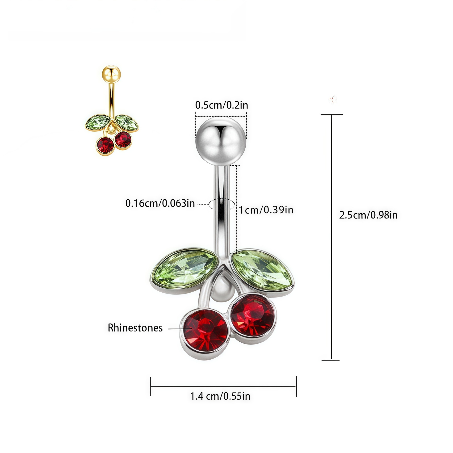 Piercing para ombligo de acero inoxidable con corazón y lazo_voghion.com