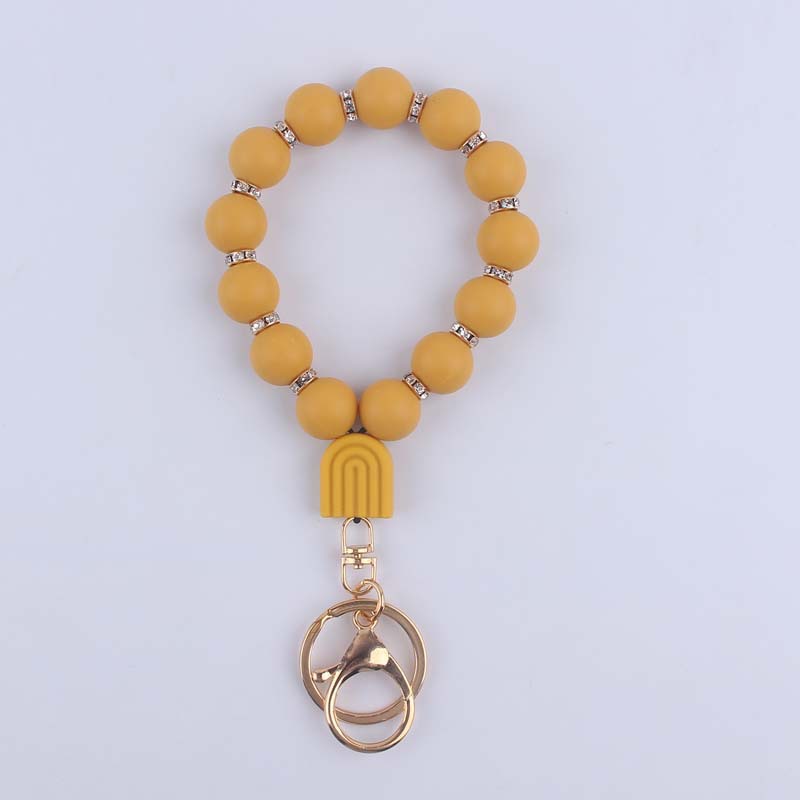 Artistic Style Artistic Solid Color Alloy Silica Gel Beaded Women's Keychain