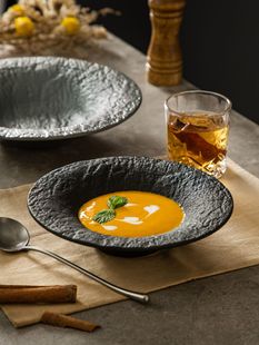High-End Japanese-Style Frosted Reverse Bowl Ins Ceramic Tableware Restaurant Dessert Salad Pasta Frosted Stone Pattern Bowl