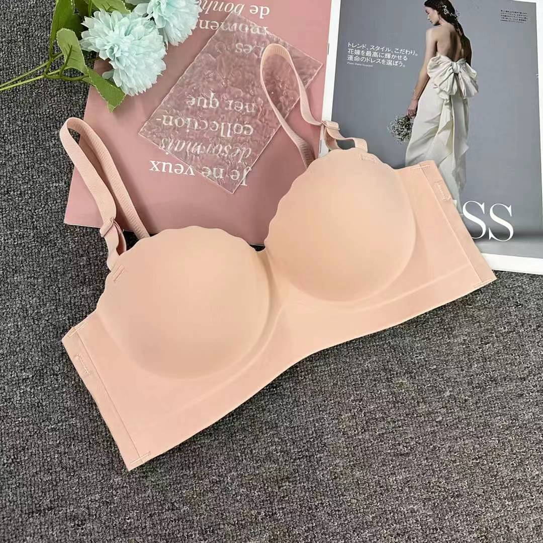Nuevo estilo de verano brillante sin marcas cómodas ropa interior brillante sexy desnudo sujetador contra el pecho contra la caída del sujetador