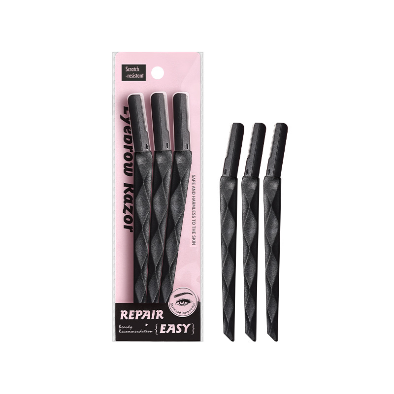 LMLTOP Macro cejas cuchillo de cejas 3 paquetes de acero inoxidable para principiantes cuchillo de cejas cuchillo de diamante negro solo para cross-border