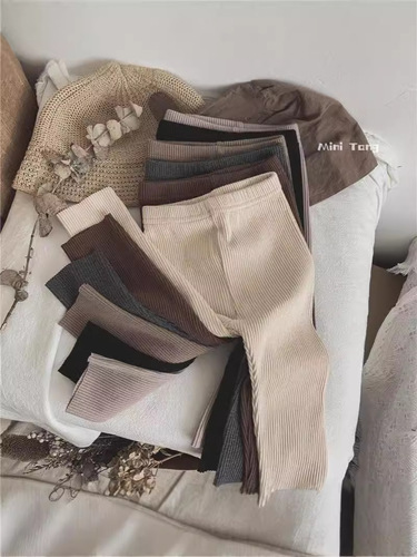 2025 Elastic Fitting Leggings for Kids - Unisex Baby Solid Color Versatile Long Pants - Autumn/Winter New Arrival Trendy