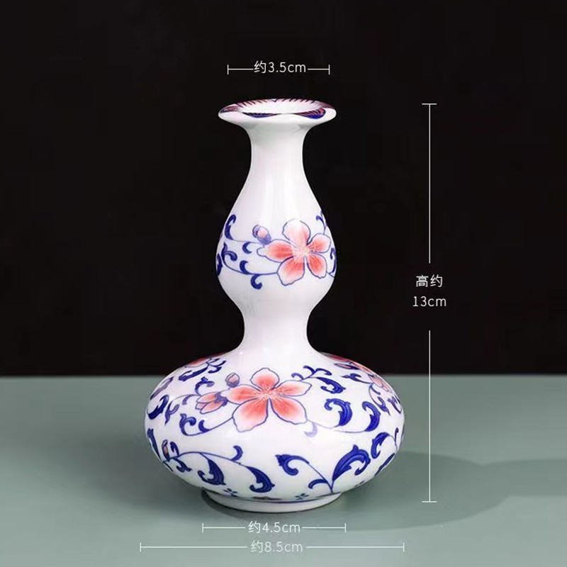 Flores de porcelana azul, vasos de flores de cerámica de lujo ligero, flores de alto nivel, decoración de mesa de comedor de estilo nuevo chino