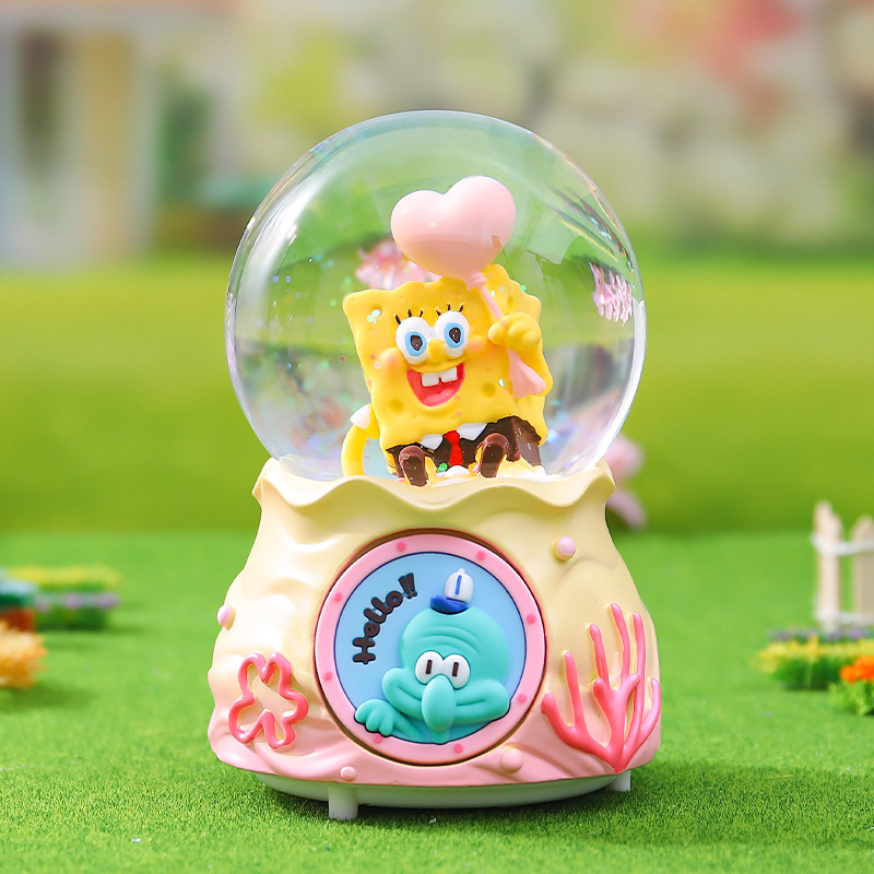 Caja de música de bola de cristal de Kapibala ingenua y linda, adornos de escritorio luminosos, nieve que cae, regalo de cumpleaños para estudiantes y niños