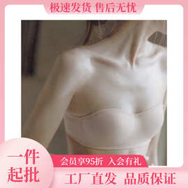 墙裂推！日本无肩带无钢圈文胸夏薄半杯硅胶防滑光面抹胸小胸bra