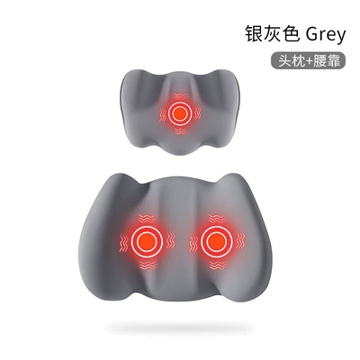 Waist support | Set Headrest Spine Protector - headrest-and-lumbar-support-set-silver-gray-upgraded-massage-heating-model