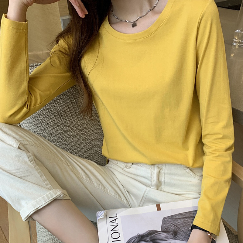 無地長袖 Tシャツレディース春秋薄手ルーズトップ 2025 新しいボトリングシャツレディース秋冬インナー|undefined