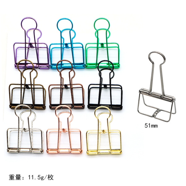 Clip de cola larga de oficina creativo, clip hueco, juego simple de color, clip de almacenamiento de archivos, clip de recibo de metal, clip al por mayor