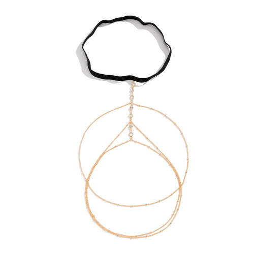 European and American cross-border jewelry Sexy beach imitation pearl body chain Simple elastic star-shaped rhinestone tassel thigh chain