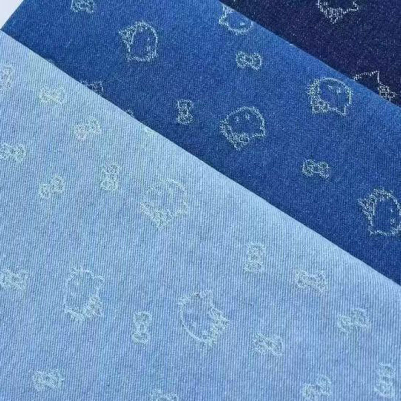 Kitty Kitten Jacquard Washed Denim Fabric Pants Jacket Skirt Children's Clothing Bags Hats Fabric Wholesale