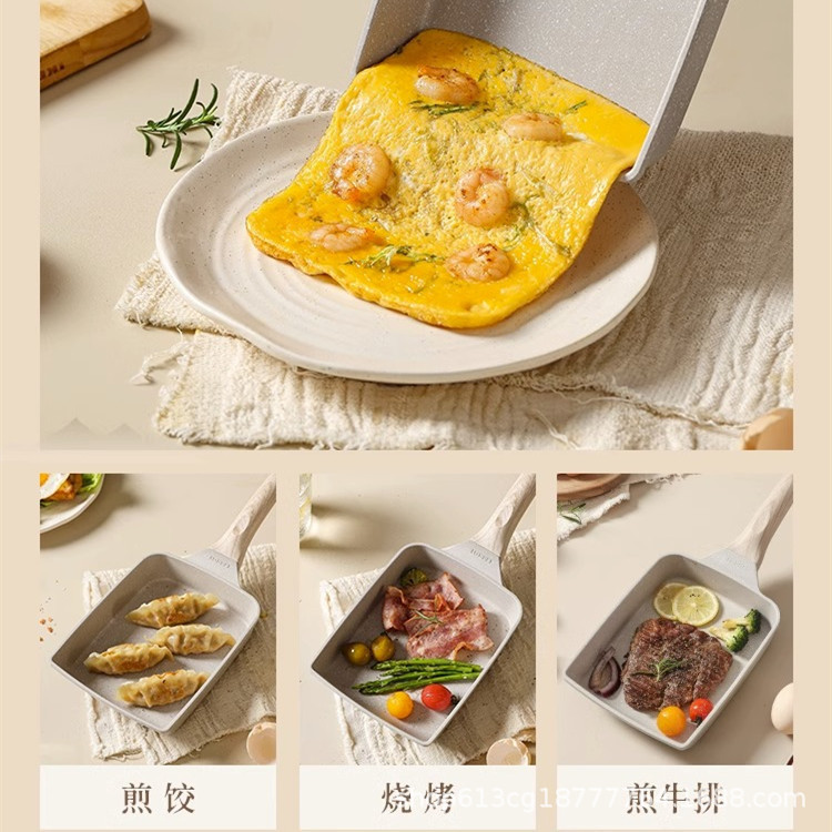 国境を越えた麦飯石フライパン、日本式卵焼き、平底ミルフィーユケーキ、ノンスティックエッグロールステーキ、厚焼き卵焼きフライパン|undefined