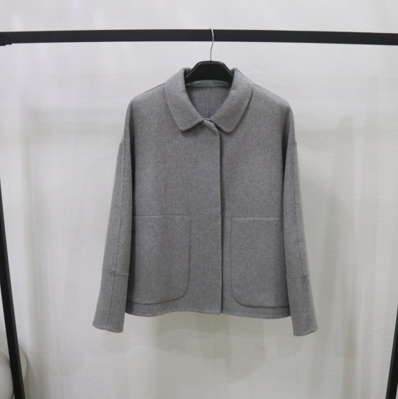 European Style Double-Sided Wool Coat for Women, Short Korean Fashion Style, Age-Reducing Single-Breasted Woolen Coat