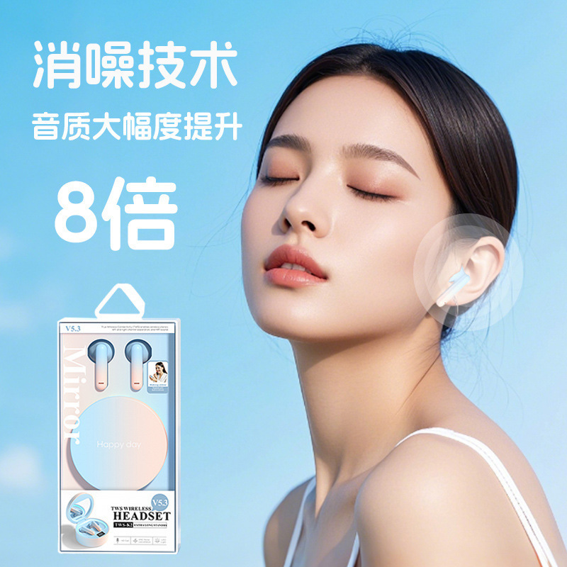 2025 New Model Tws-K2 Bluetooth 5.3 Long-Lasting In-Ear Wireless Headphones with High-Quality Stereo Sound and Led Light Mirror