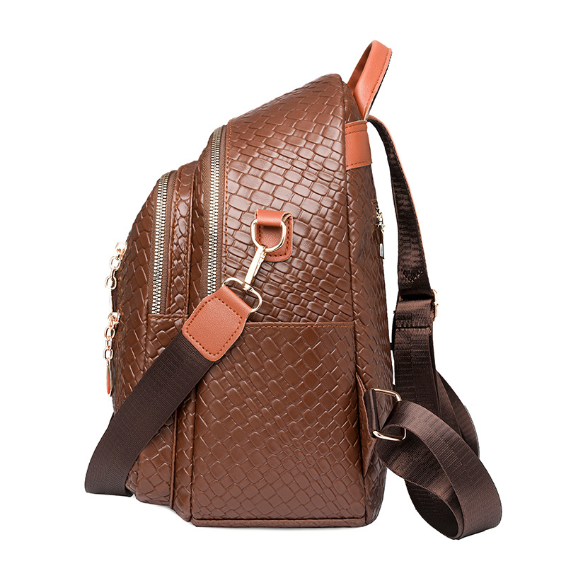 Comercio exterior al por mayor 2024 nueva mochila casual retro para mujer moda tejida viaje urbano mochila de gran capacidad