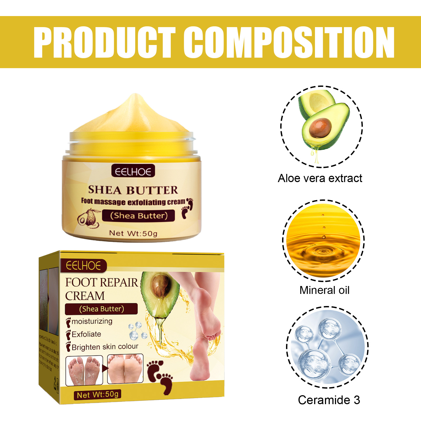 EELHOE Masaj Peeling Bakım Nemlendirici Kuru Çatlama, Soyulma ve Çatlama Karşıtı Ayak Koruma Kremi_voghion.com