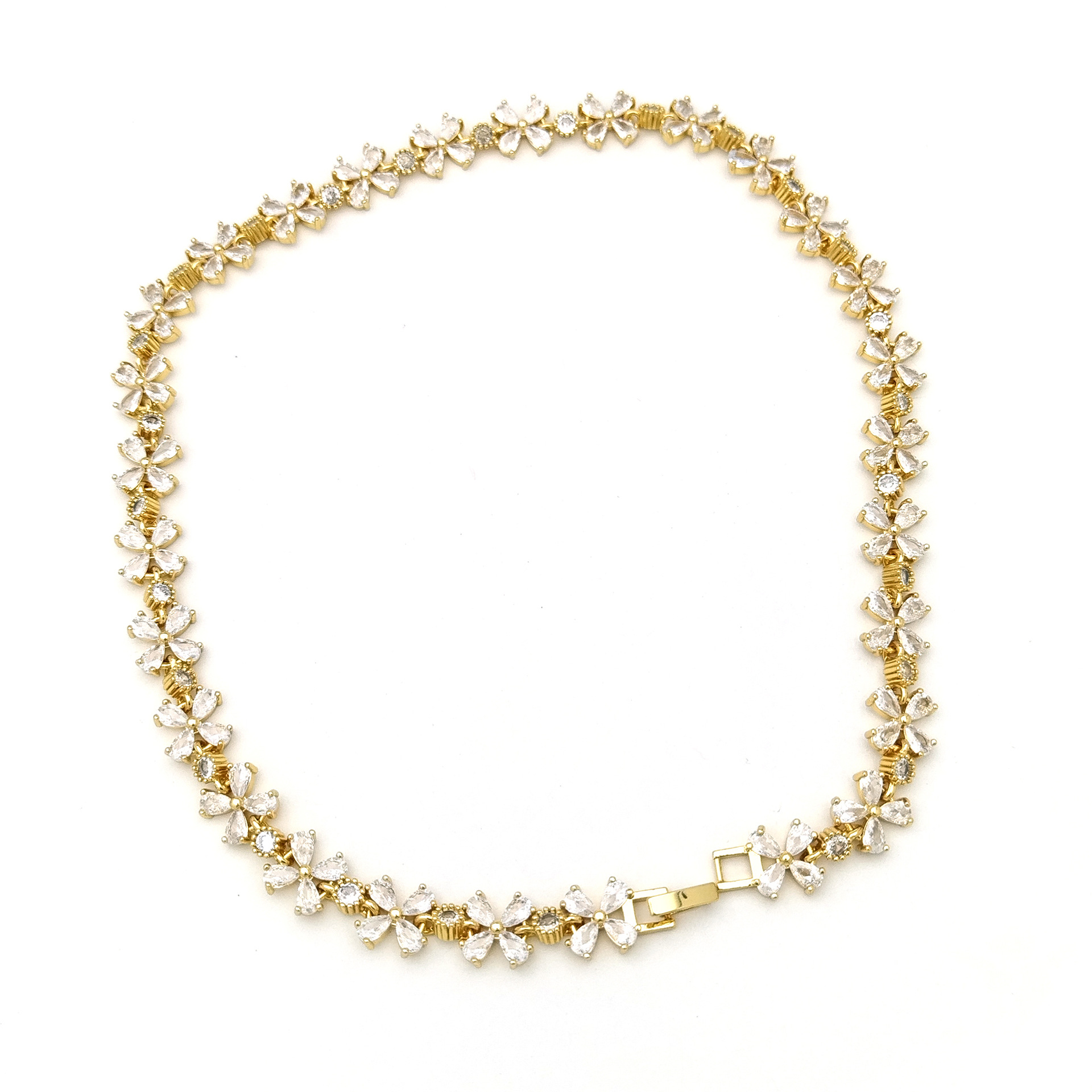 Copper Inlay Heart Shape Solid Color Flower Zircon Necklace display picture 14