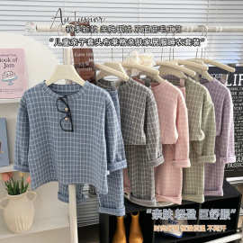 新款德绒家居服内衣秋季童装宝宝套装儿童睡衣女童长袖男童布莱格