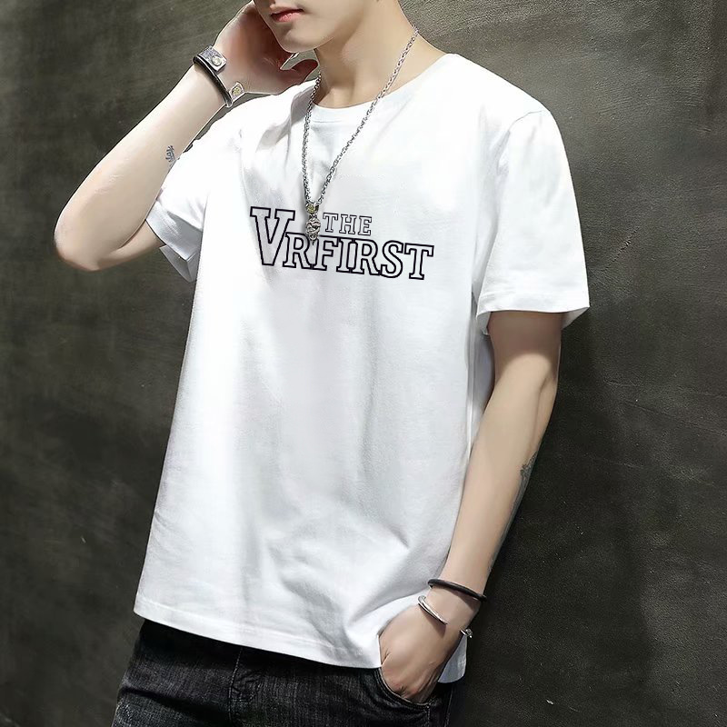 Verano ins celebridad en línea estilo coreano SLIM-Fit Camiseta de manga corta juventud carta impresa personalizada cuello redondo Camiseta casual base T