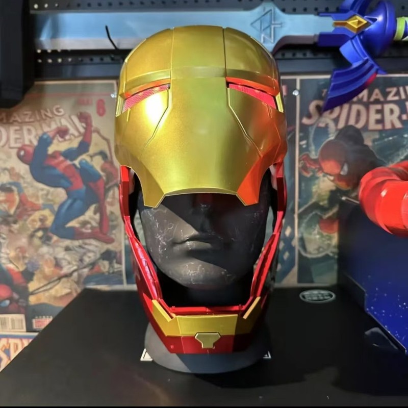 アイアンマンヘルメット mk5 ジャビスヘルメット発光手動開閉ウェアラブルクール子供用 cos マスクおもちゃ|undefined