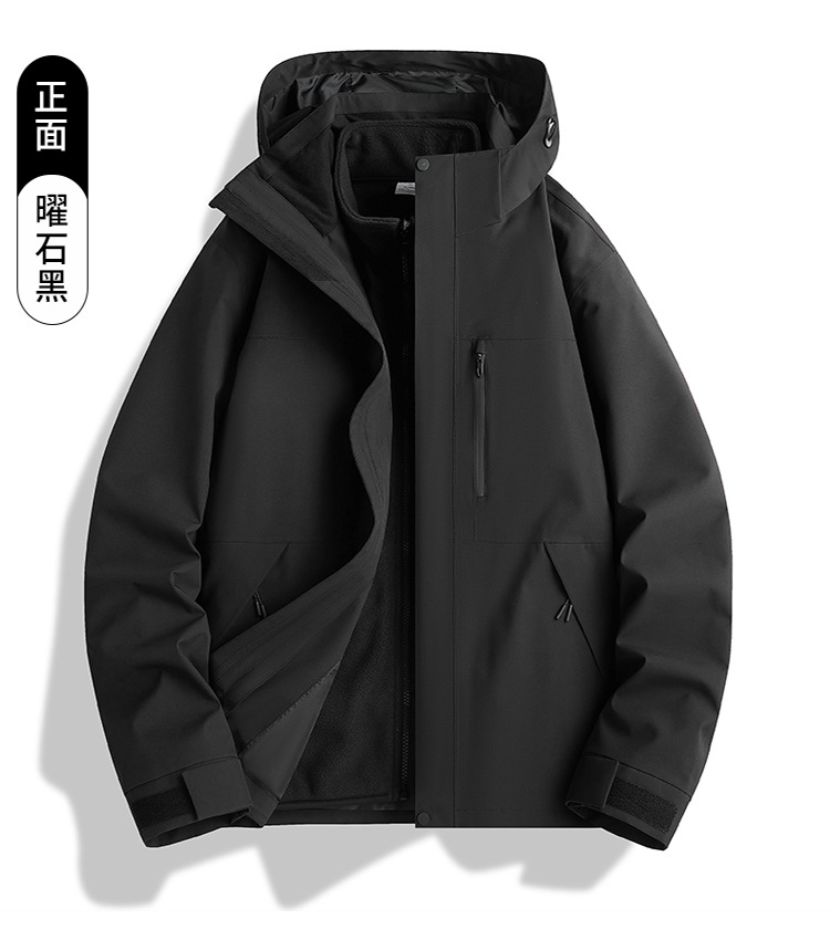 伯同風フルヒートシールアウトドアジャケット3in1、女性用取り外し可能防風防水、男性用登山服、ダウンジャケット
