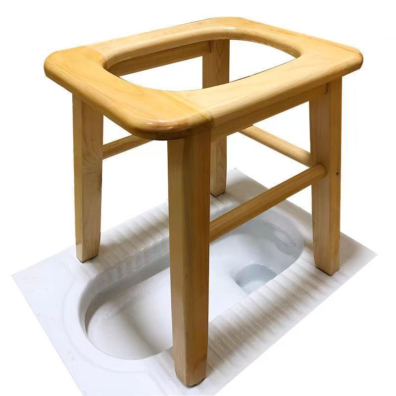 Solid wood commode chair for the elderly, pregnant women, and patients; portable toilet chair for home use