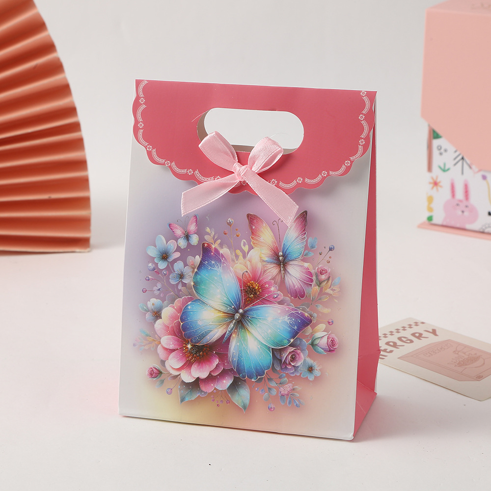 Bolsa de regalo de flores de mariposa, bolsa de papel de mano, bolsa de embalaje de caramelo, bolsa de regalo de mano, bolsa de regalo, bolsa de almacenamiento de dulces