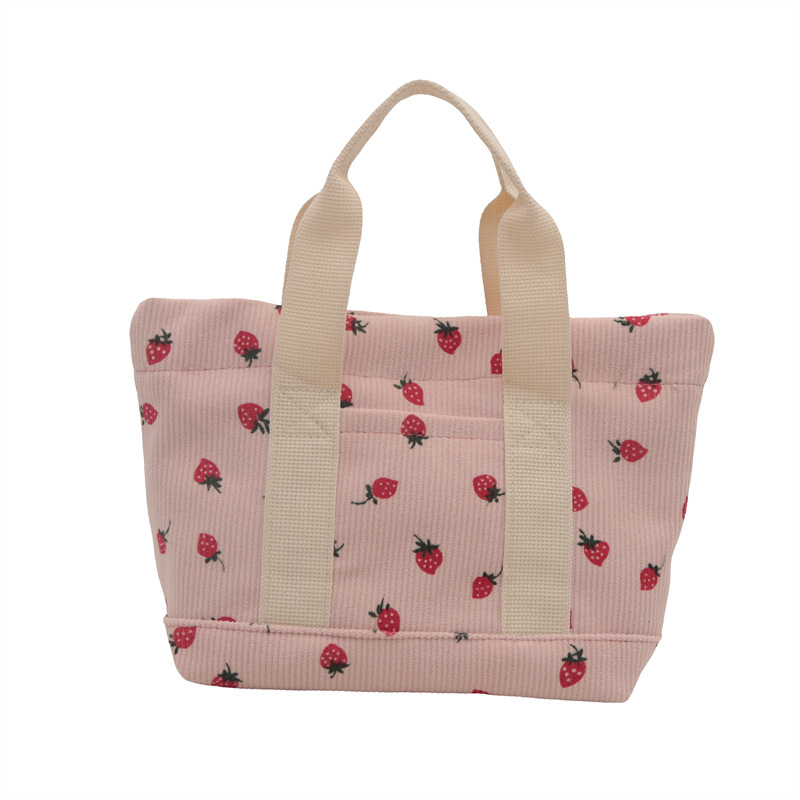 2024 otoño nueva gran capacidad simple moda encantadora impresión de fresas de moda coreana bolsos de chicas de estilo universitario