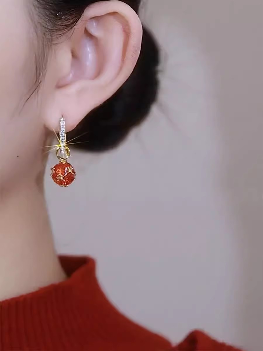 Boucles d'oreilles unisexes en pierre œil de chat japonaise et coréenne à aiguille en argent pour femmes, nouvelles boucles d'oreilles haut de gamme, boucles d'oreilles boules_voghion.com