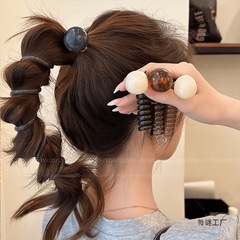 レトロシンプルなバブル編み込みヘッドバンド女性のための 2025 新しいハイエンド電話コードヘアネクタイポニーテール編み込みヘアアーティファクト帽子