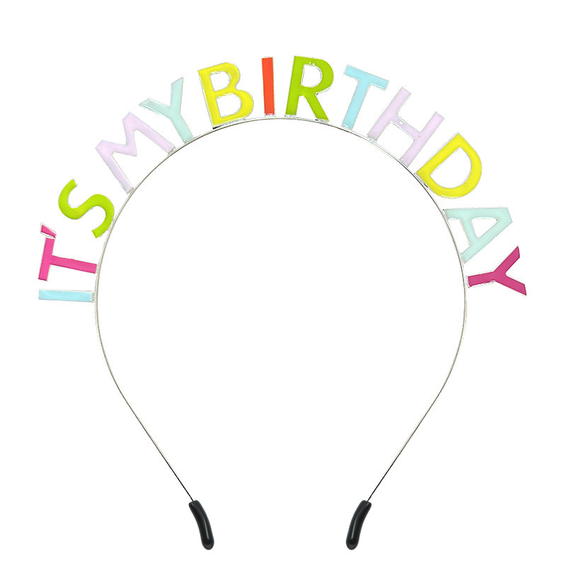 诞生日パーティーカチューシャit's my birthdayドロップオイルレインボー诞生日カチューシャ诞生日クラウンティアラ|undefined