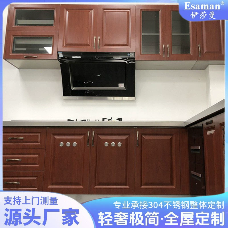 Шкафы из нержавеющей стали Isaman 201/304 с отделкой из красного палисандра, в новом китайском стиле, для домашнего использования, с интегрированным молдингом, влагостойкие, индивидуальная комплектация для всего дома.