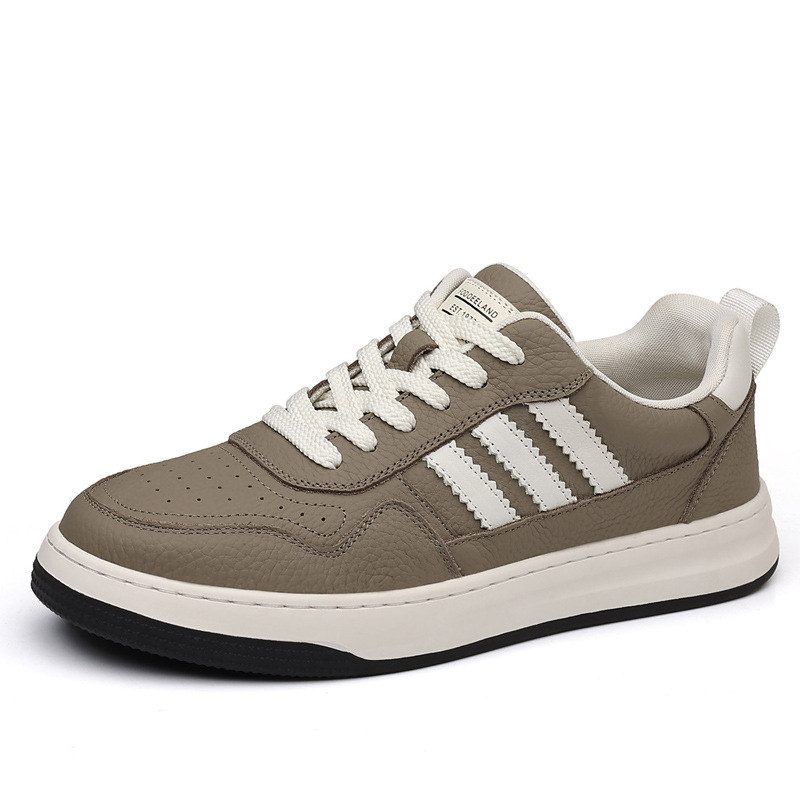 Zapatos casuales de cuero de vaca para hombres, zapatos de skate transpirables de suela gruesa, marca de moda, zapatos blancos de cuero para hombres, zapatos para hombres